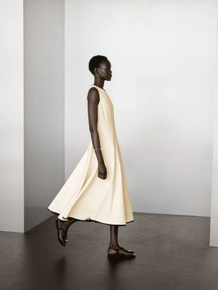 CREAM|6624/595 - Massimo Dutti Платье с оборками и контрастной отделкой