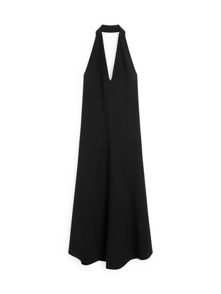 Платье-миди с открытым галстуком на спине- Заказать в России