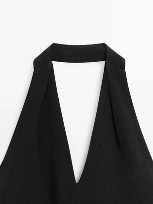 Платье-миди с открытым галстуком на спине- Заказать в России