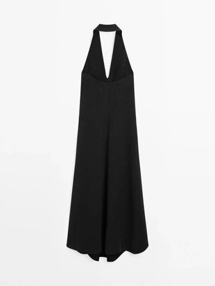 Платье-миди с открытым галстуком на спине- Заказать в России