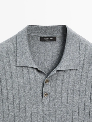 Купить Massimo Dutti Поло с ребристым трикотажем