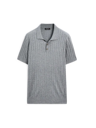 GREY BLUE|0954/208 - Massimo Dutti Поло с ребристым трикотажем