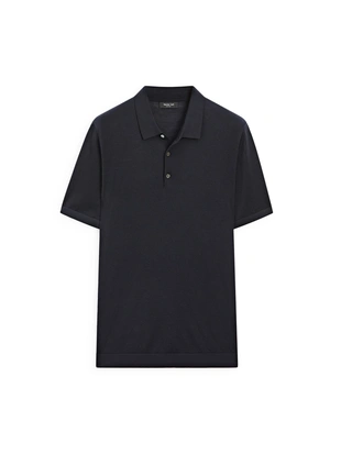 Купить Massimo Dutti Поло из вязаного шерстяного микса с коротким рукавом