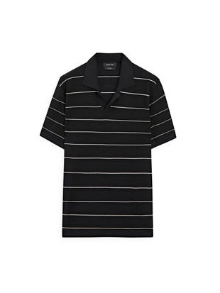 Купить Massimo Dutti Поло с короткими рукавами из хлопка в полоску