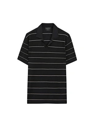 NAVY BLUE|0967/201 - Massimo Dutti Поло с короткими рукавами из хлопка в полоску