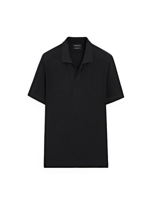 NAVY BLUE|0910/201 - Massimo Dutti Поло из текстурированного вязаного трикотажа