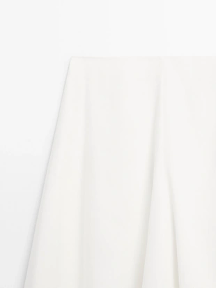 Юбка из льняной смеси с расклешенной юбкой и деталями швов- Заказать в России