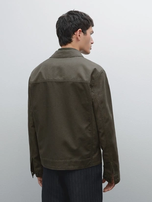 Купить Massimo Dutti Куртка с карманами из хлопка и льна