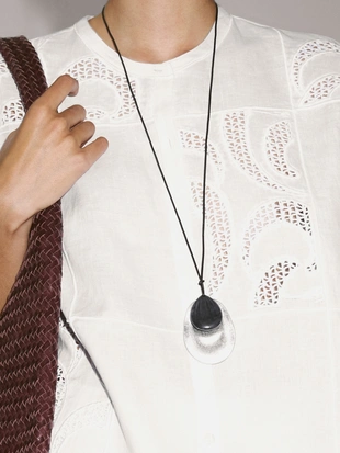 Блуза с кружевными деталями из льняной смеси- Заказать в России