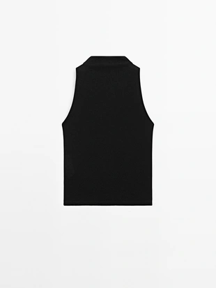 Топ с высоким воротником с металлическим эффектом- Заказать в России