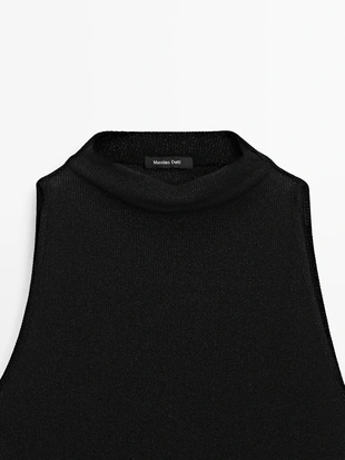 Топ с высоким воротником с металлическим эффектом- Заказать в России