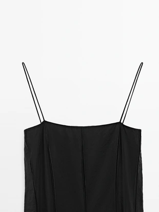 BLACK|6680/530 - Massimo Dutti Платье миди с деталями годе