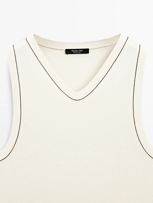 Футболка из 100% хлопка с контрастными деталями- Заказать в России