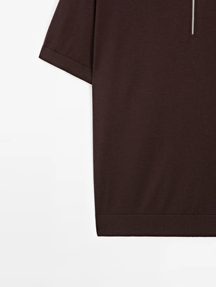 Пуловер с воротником-поло на молнии- Заказать в России