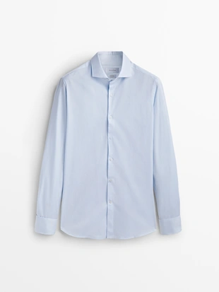 Рубашка SLIM FIT с двойной манжетой из хлопка- Заказать в России