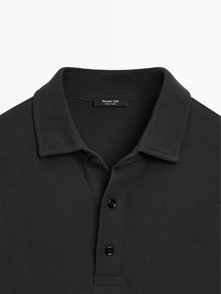NAVY BLUE|0600/155 - Massimo Dutti Поло с коротким рукавом и текстурой