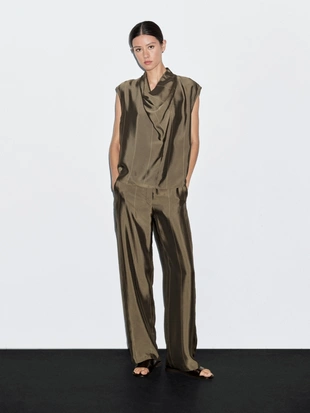 Купить Massimo Dutti Широкие брюки с полосатыми деталями