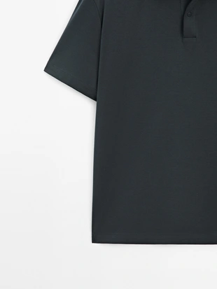PETROLEUM|0619/157 - Massimo Dutti Поло с коротким рукавом и застежкой на кнопку