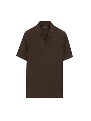 Поло с V-образным вырезом из вязаного материала- Заказать в России