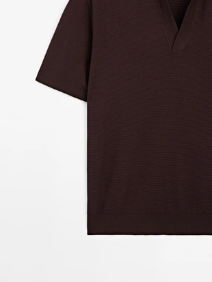 BURGUNDY|0997/213 - Massimo Dutti Поло с воротником-поло из вязаного полотна