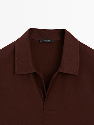 Купить Massimo Dutti Поло с текстурой и скрытой пуговицей