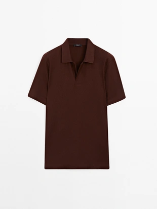 COPPER|0615/155 - Massimo Dutti Поло с текстурой и скрытой пуговицей