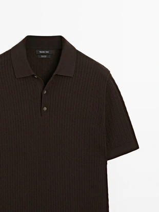 Плетеный вязаный пуловер поло из 100% хлопка- Заказать в России