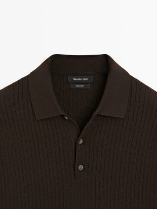 Плетеный вязаный пуловер поло из 100% хлопка- Заказать в России