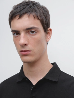 BLACK|0618/155 - Massimo Dutti Поло с короткими рукавами с деталями на воротнике