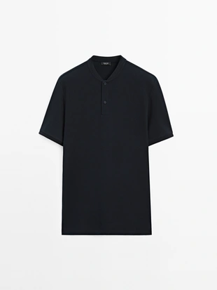 Купить Massimo Dutti Поло с ребристым воротником