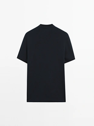 NAVY BLUE|0616/155 - Massimo Dutti Поло с ребристым воротником