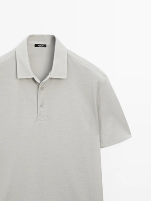 GREY|0617/156 - Massimo Dutti Поло с коротким рукавом из структурированного материала