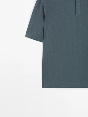 DEEP BLUE|0902/366 - Massimo Dutti Поло из рубчатого трикотажа из 100% хлопка