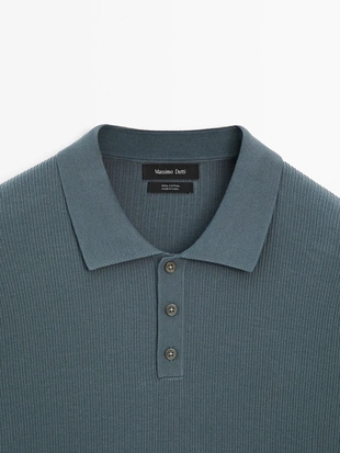 Поло из рубчатого трикотажа из 100% хлопка- Заказать в России