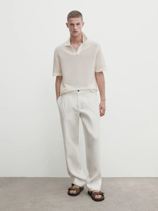 Поло с коротким рукавом из текстурированного вязаного полотна- Заказать в России