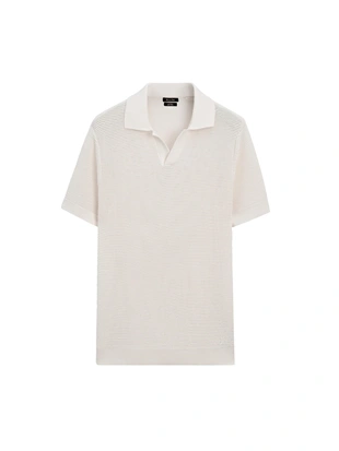 Поло с коротким рукавом из текстурированного вязаного полотна- Заказать в России
