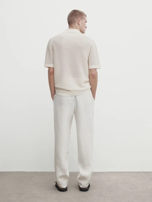 Поло с коротким рукавом из текстурированного вязаного полотна- Заказать в России