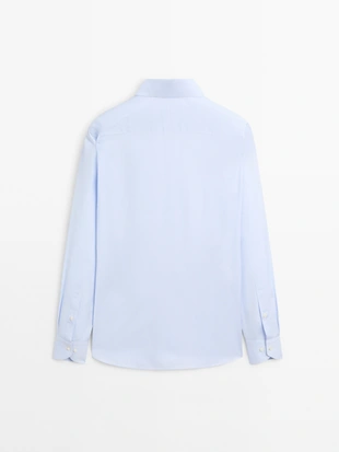 SKY BLUE|3524/519 - Massimo Dutti Рубашка в клетку слим-фит из 100% хлопка