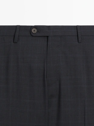 NAVY BLUE|3513/509 - Massimo Dutti Брюки-клеш из 100% шерсти в клетку