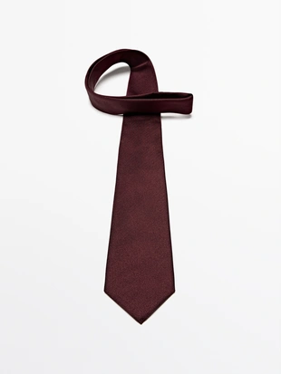 MAROON|3529/522 - Massimo Dutti Галстук из 100% шелковой ткани из мульберри