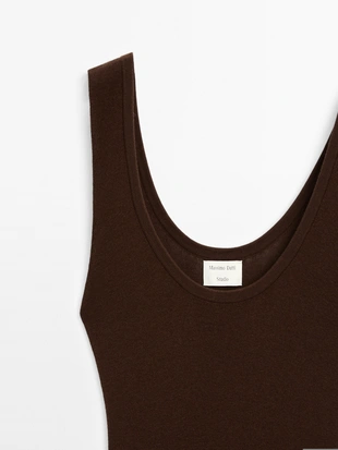 BROWN|9204/953 - Massimo Dutti Платье из хлопка и шелка - STUDIO