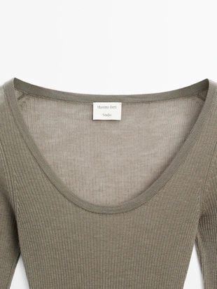 Купить Massimo Dutti Боди из полупрозрачной 100% шерсти - STUDIO