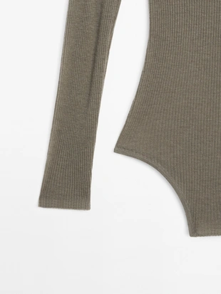 GREENISH|9540/953 - Massimo Dutti Боди из полупрозрачной 100% шерсти - STUDIO