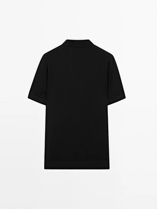 Купить Massimo Dutti Поло с воротником на молнии из вязаного мериносового шерстяного полотна