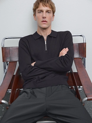 Поло с молнией из трикотажа- Заказать в России