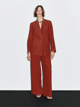 RED|6012/733 - Massimo Dutti Пиджак-блейзер с льняным воротником для ужина