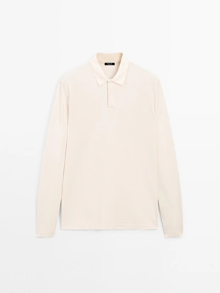 Купить Massimo Dutti Поло с длинными рукавами из мерсеризованного хлопкового пике