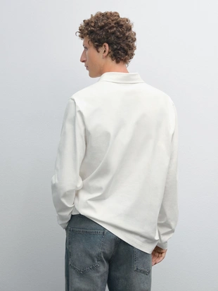 CREAM|0625/152 - Massimo Dutti 100% хлопковая майка поло с длинным рукавом