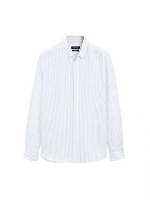 Рубашка из 100% льна с утонченным кроем SLIM FIT- Заказать в России