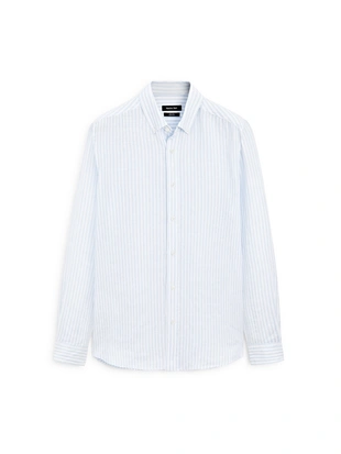 Рубашка из 100% льна с утонченным кроем SLIM FIT- Заказать в России